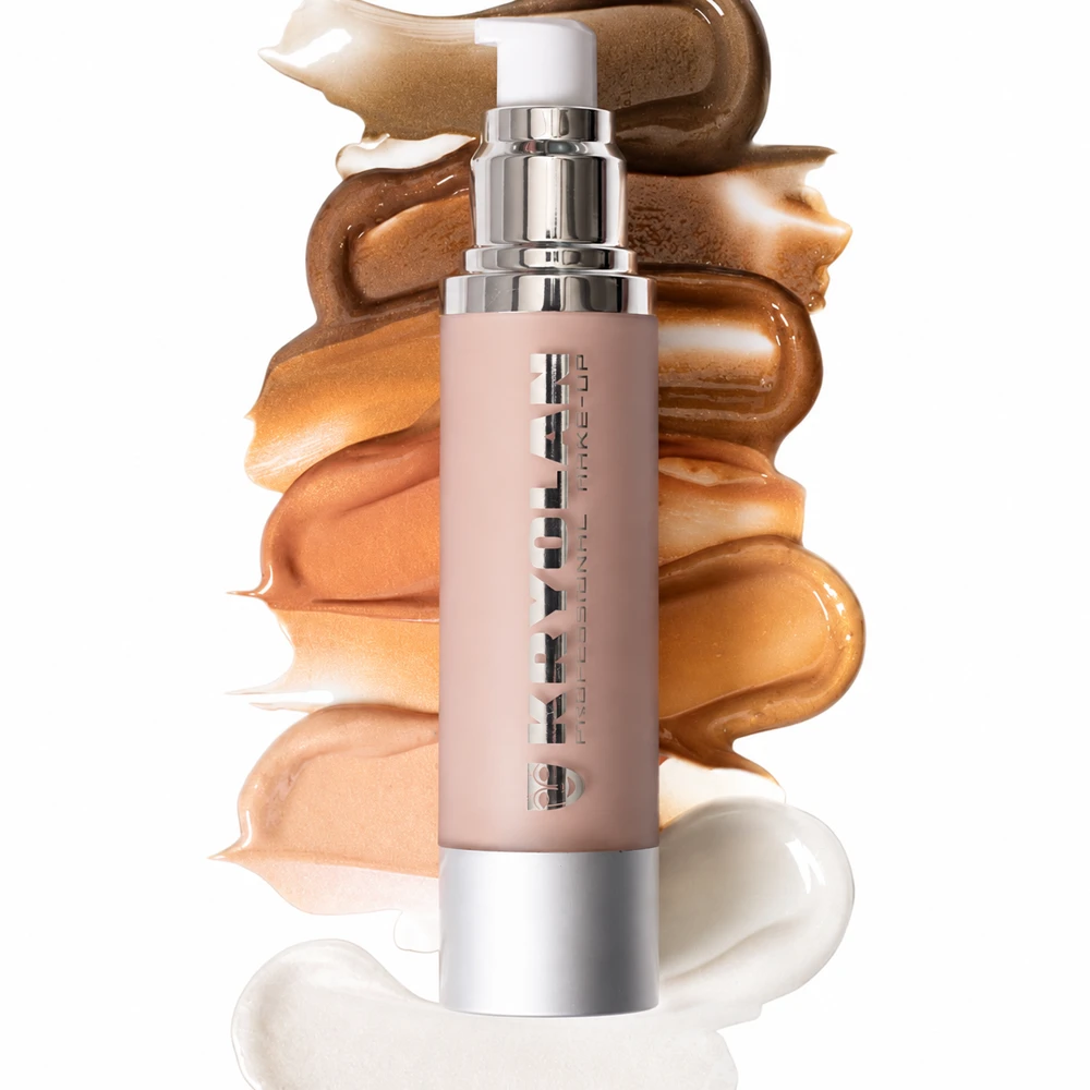 Shimmering Event Foundation con texturas luminosas sobre blanco